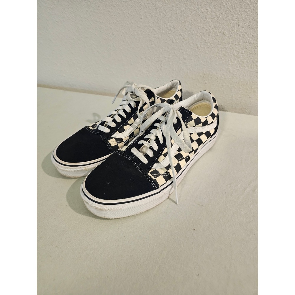 Vans Men 8 Women 9.5 Old Skool Checkerboard Canvas Suede Sneakers